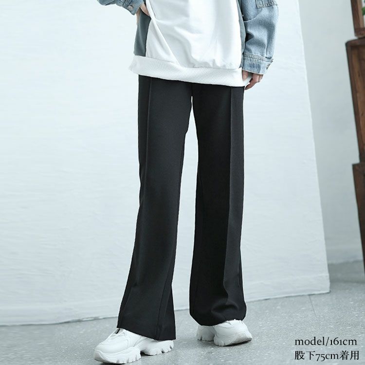 大きいサイズ レディース センターラインストレッチワイドパンツ　sfe-0001