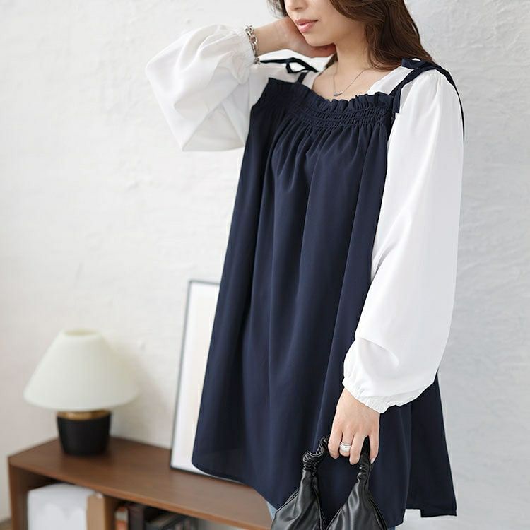 大きいサイズ レディース ドッキングキャミソールチュニック　fem-413