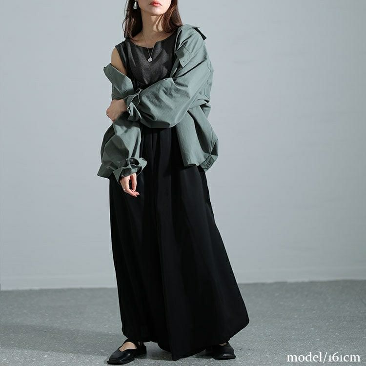 大きいサイズ レディース ギャザーワイドサロペットパンツ　nw-24007