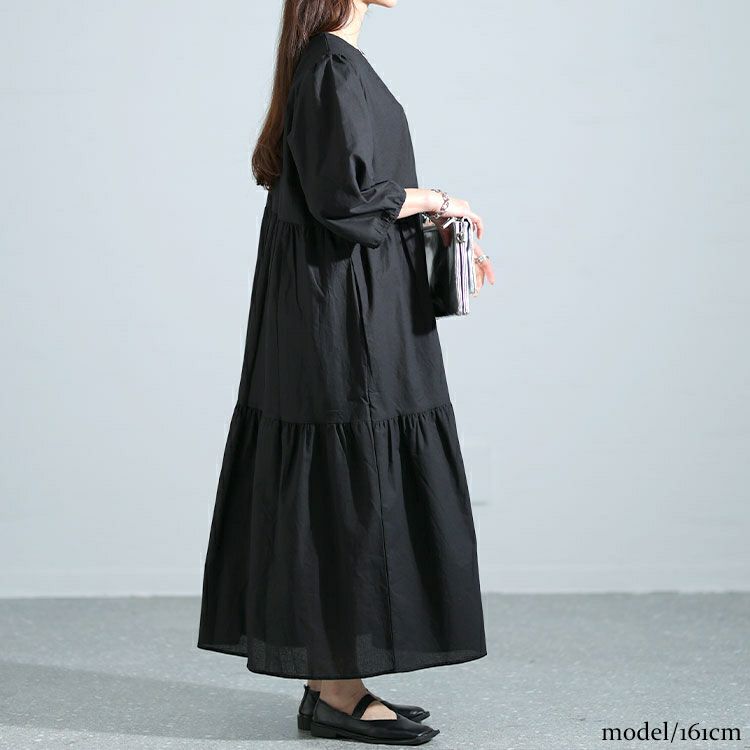 大きいサイズ レディース ティアードロングワンピース　goldy-1464