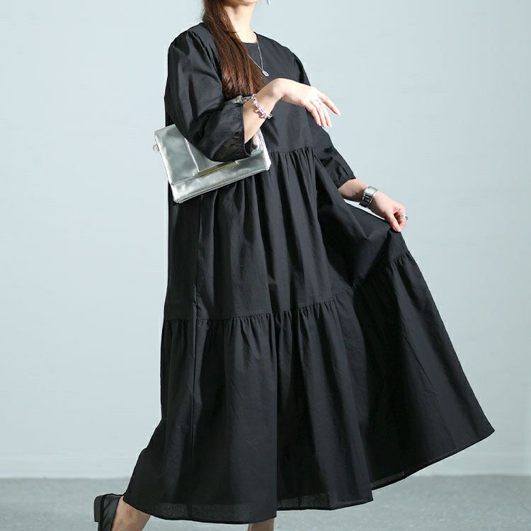 大きいサイズ レディース ティアードロングワンピース　goldy-1464