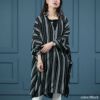 大きいサイズ レディース ランダムストライプドルマンチュニック　nw-24017 ブラック