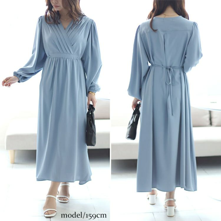 大きいサイズ レディース パワーショルダーカシュクールワンピース　fem-451