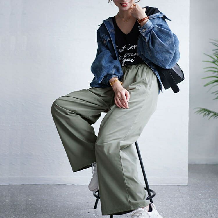 大きいサイズ レディース ハイパージャージーリラックスストレートパンツ　tkb-141564328