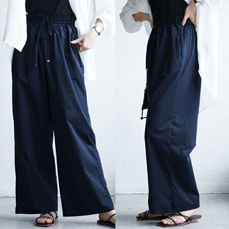 大きいサイズ レディース ハイパージャージーリラックスストレートパンツ　tkb-141564328