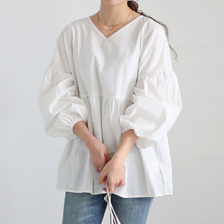 大きいサイズ レディース パフスリーブペプラムトップス　goldy-1455 【メール便可】