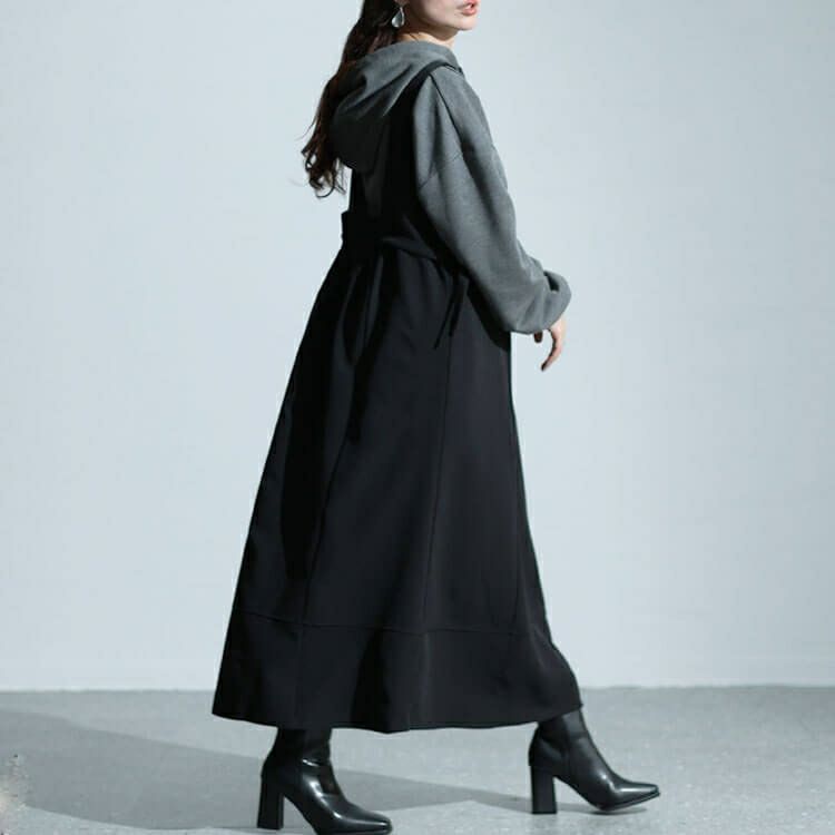 大きいサイズ レディース サイドベルトVネックジャンパースカート　sw-0635