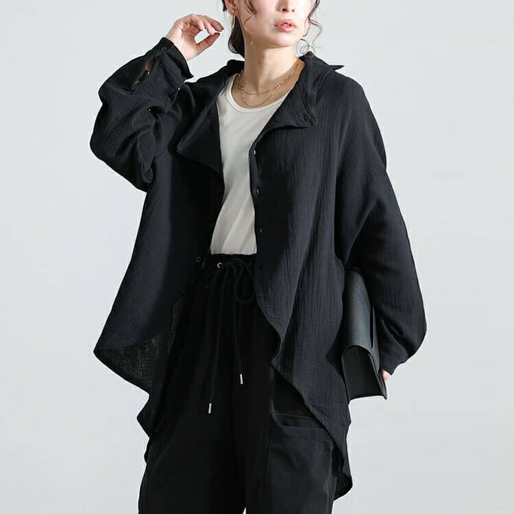 大きいサイズ レディース 楊柳コットンガーゼ変形シャツ　sw-0632