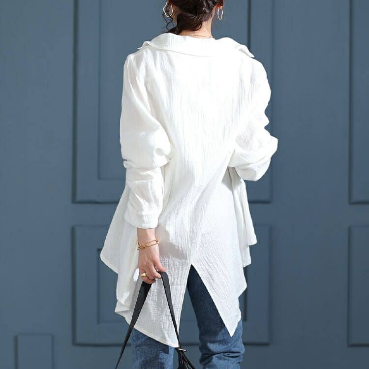 大きいサイズ レディース 楊柳コットンガーゼ変形シャツ　sw-0632