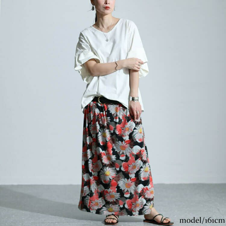 大きいサイズ レディース レトロ花柄カットスカート sw-0625 | 大きい