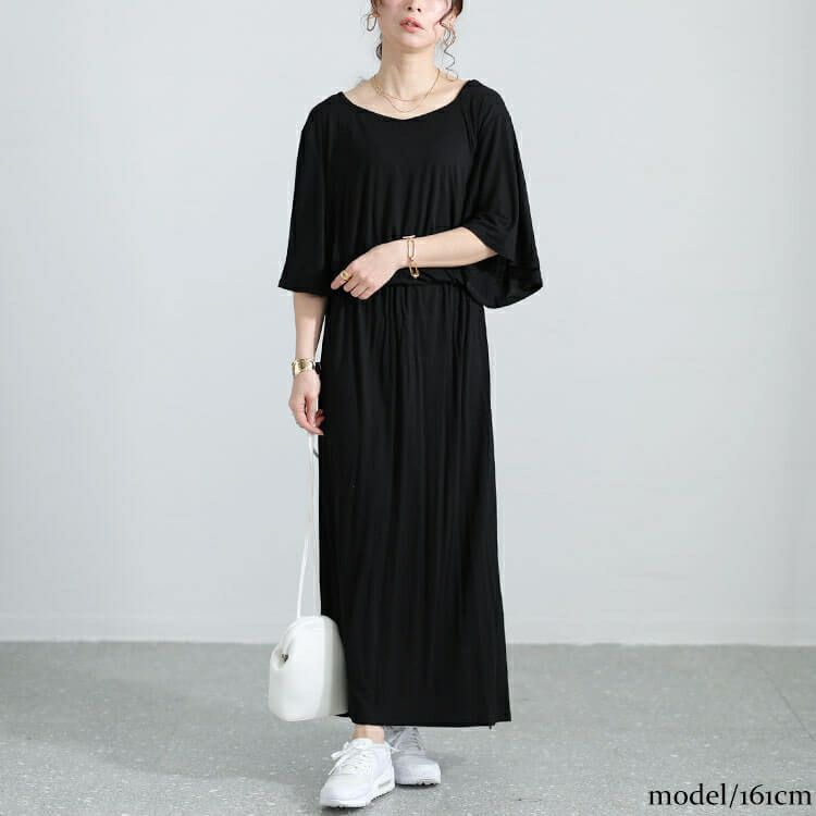 大きいサイズ レディース 接触冷感ケープスリーブハートネックワンピース　sw-0620