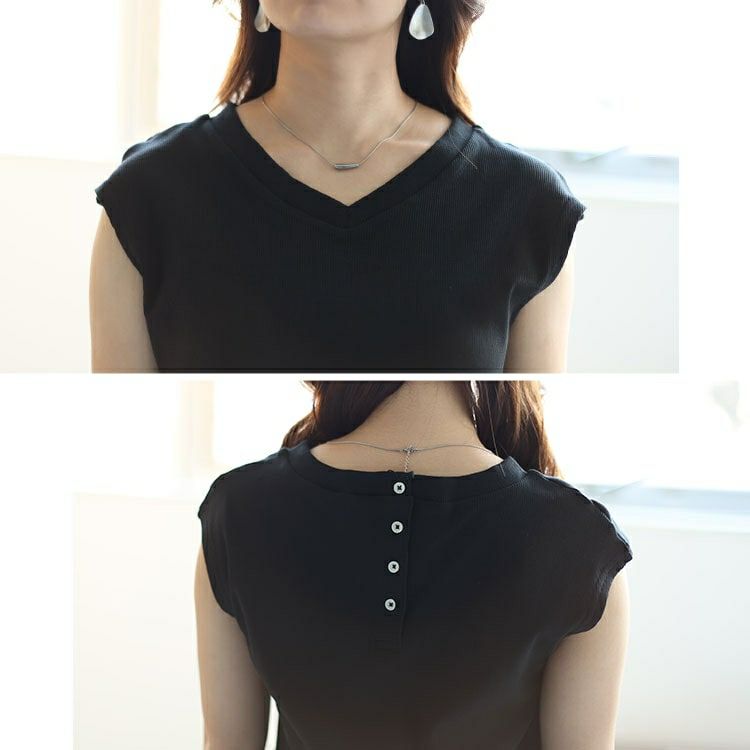 大きいサイズ レディース フレンチスリーブVネックリブトップス　wk-0429 【メール便可】