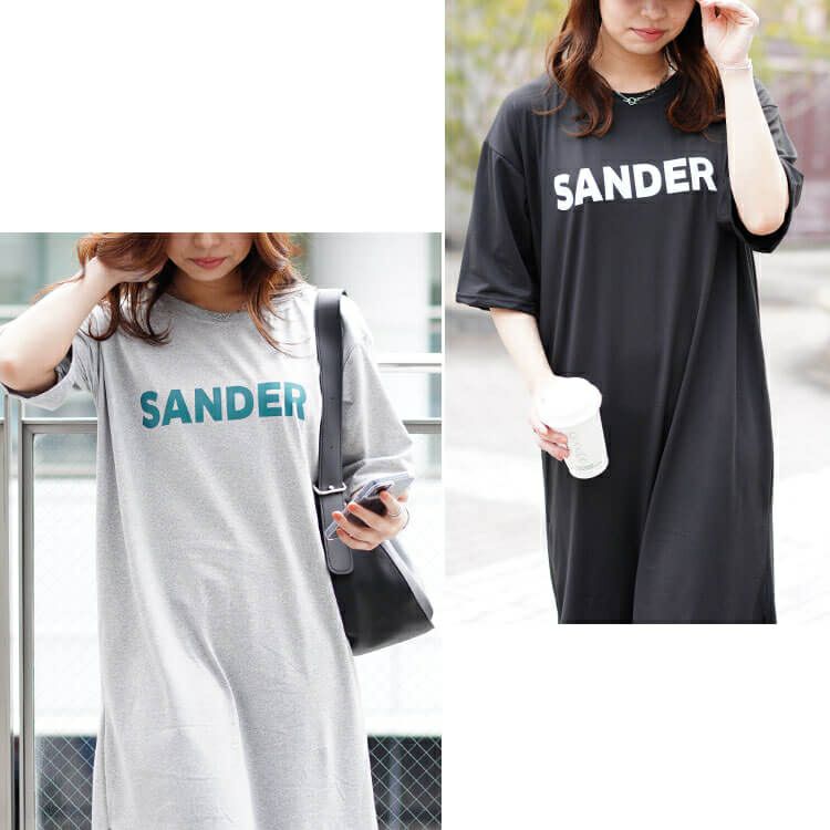 大きいサイズ レディース サイドスリット入りロゴカットソーワンピース　goldy-1469 【メール便可】