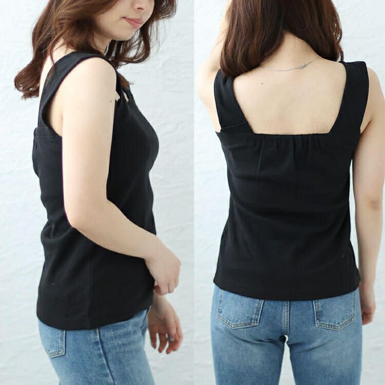 大きいサイズ レディース インナー隠しワッフルスクエアネックタンクトップ　wk-0433 【メール便可】