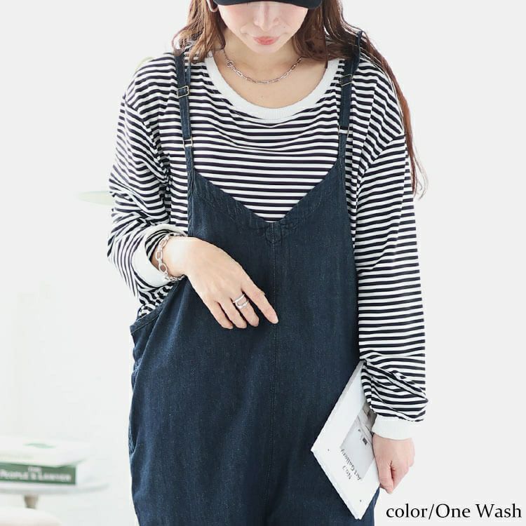 大きいサイズ レディース デニムキャミオールインワン　wd-0372