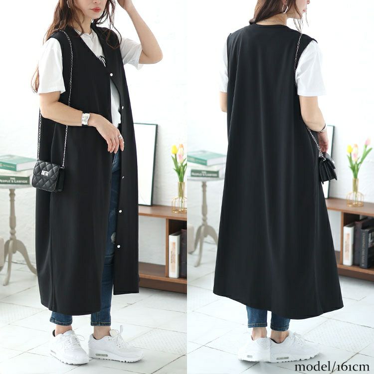 大きいサイズ レディース シルバーボタンVネックジャンパースカート　mncut-142058