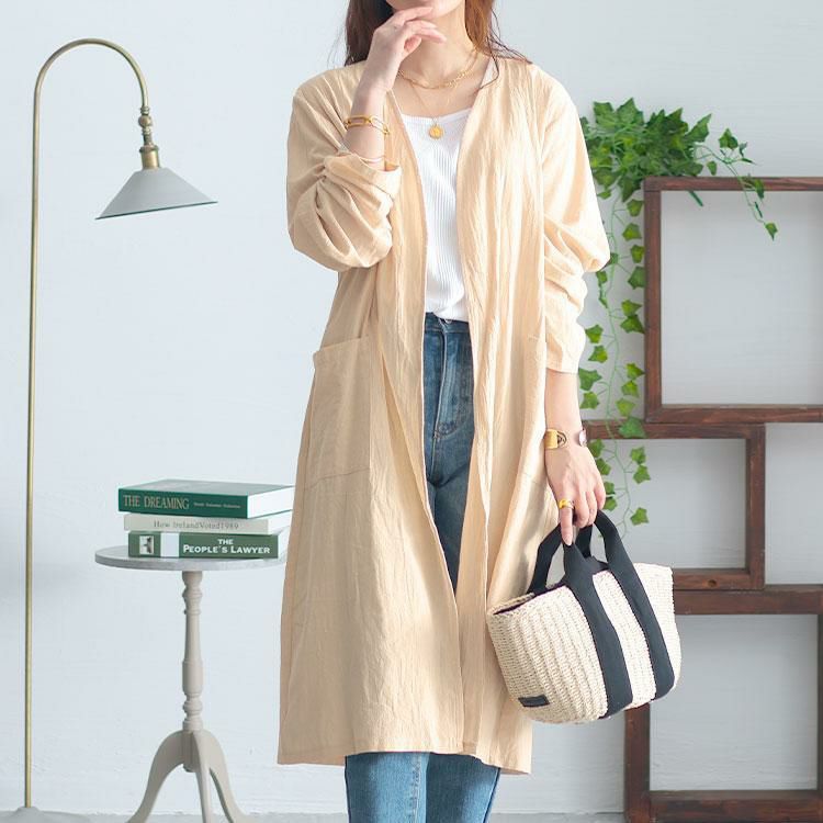 大きいサイズ レディース トッパーロングカーディガン　goldy-1452 【メール便可】 ベージュ