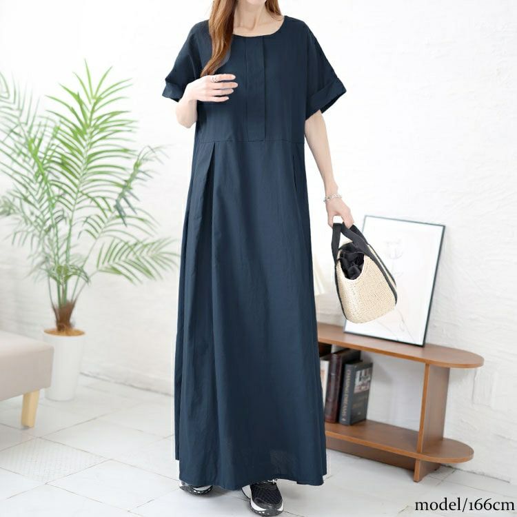 大きいサイズ レディース コットンマキシ丈ワンピース　goldy-1451