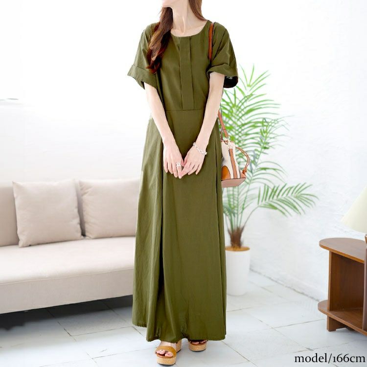 大きいサイズ レディース コットンマキシ丈ワンピース　goldy-1451