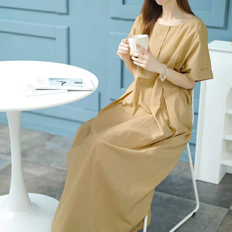 大きいサイズ レディース コットンマキシ丈ワンピース　goldy-1451