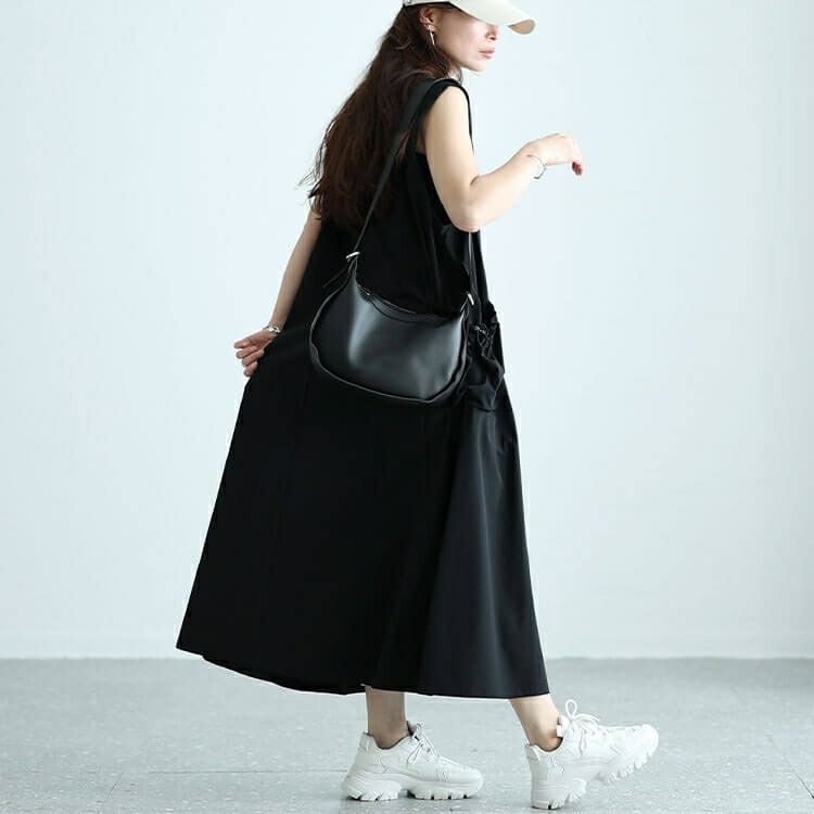 大きいサイズ レディース ボリュームポケットノースリーブワンピース　nw-24012