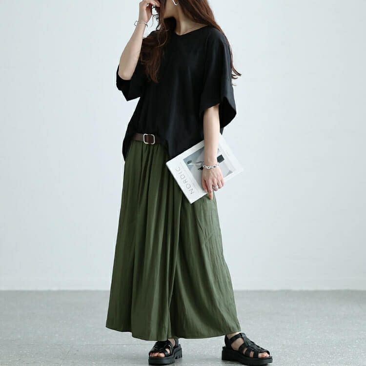 大きいサイズ レディース ラップギャザースカーチョ　nw-24011