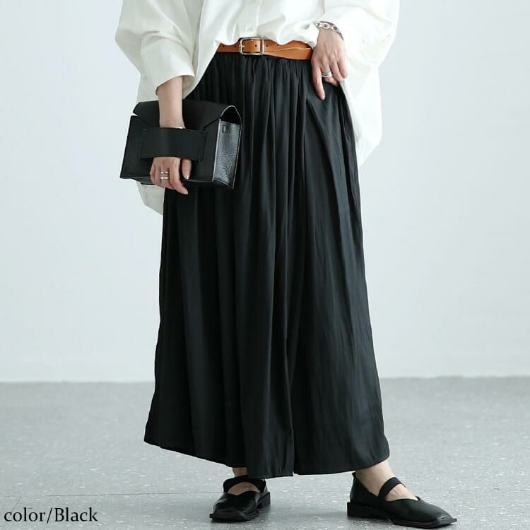 大きいサイズ レディース ラップギャザースカーチョ　nw-24011 ブラック