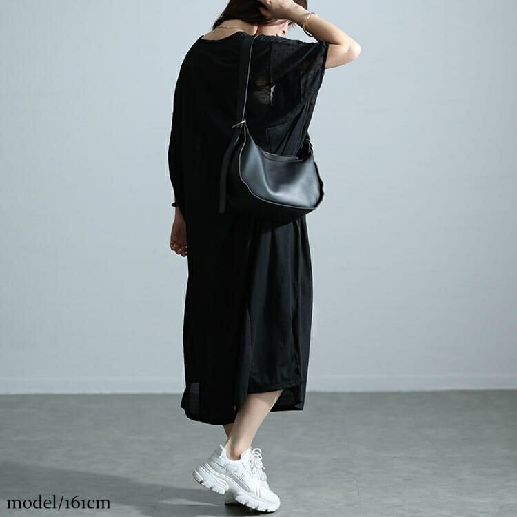 大きいサイズ レディース ドットドビー切替えドルマンワンピース　fem-465