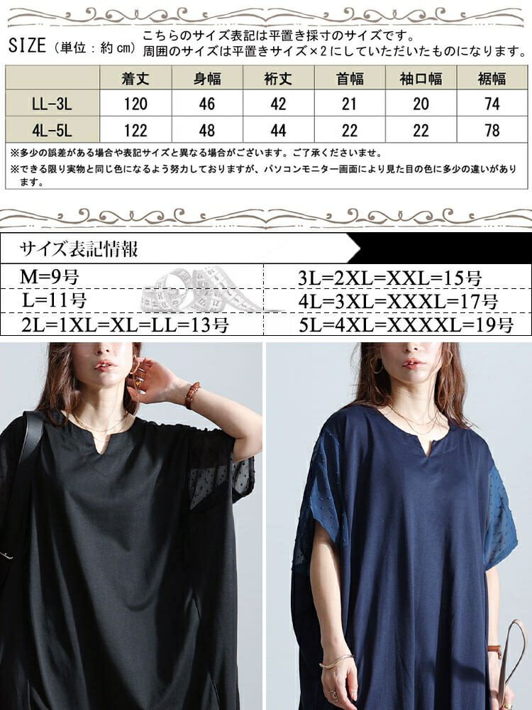 大きいサイズ レディース ドットドビー切替えドルマンワンピース　fem-465