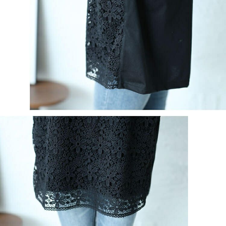 大きいサイズ レディース フラワーレース切替えドルマンプルオーバー　cast-5544024 【メール便可】