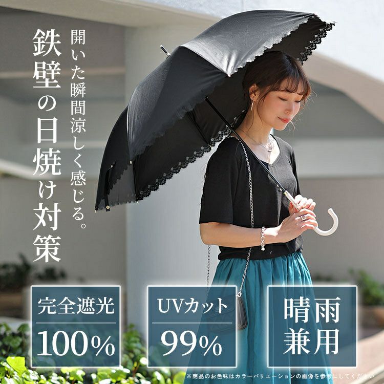 大きいサイズ レディース UV99％カットスイートフラワー58cm晴雨兼用傘　map-914053