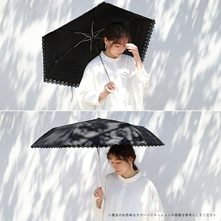 大きいサイズ レディース UV99％カットスイートフラワー55cm晴雨兼用折り畳み傘　map-924053