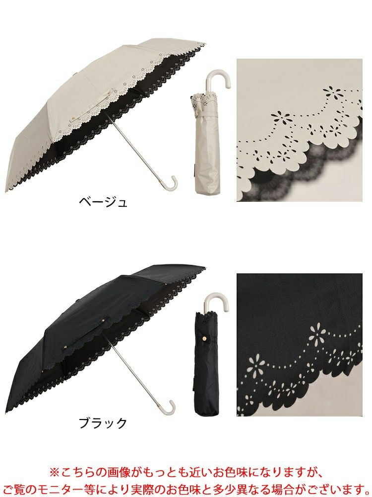 大きいサイズ レディース UV99％カットスイートフラワー55cm晴雨兼用折り畳み傘　map-924053