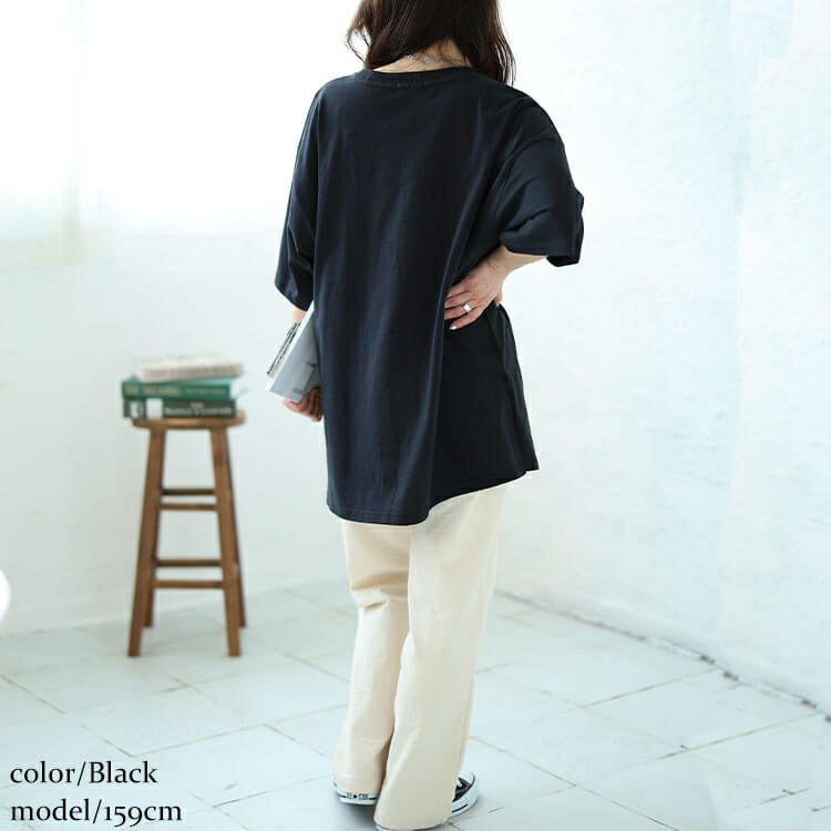 大きいサイズ レディース サイドスリットビッグTシャツ　map-27