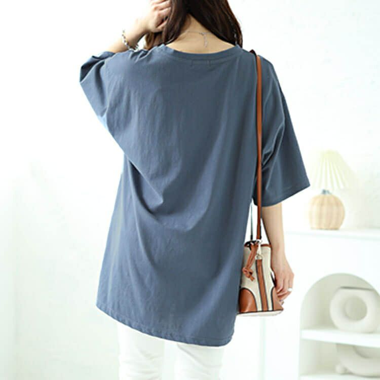 大きいサイズ レディース サイドスリットビッグTシャツ　map-27