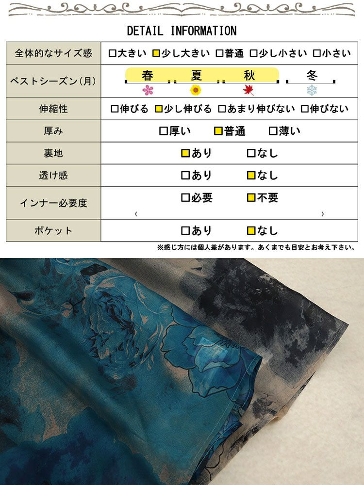 大きいサイズ レディース アートフラワープリントドッキングワンピース　sw-0638