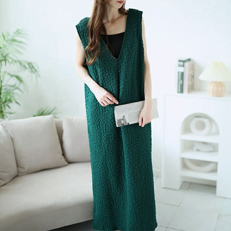 大きいサイズ レディース 前後2wayぽこぽこノースリーブワンピース　mncut-142035