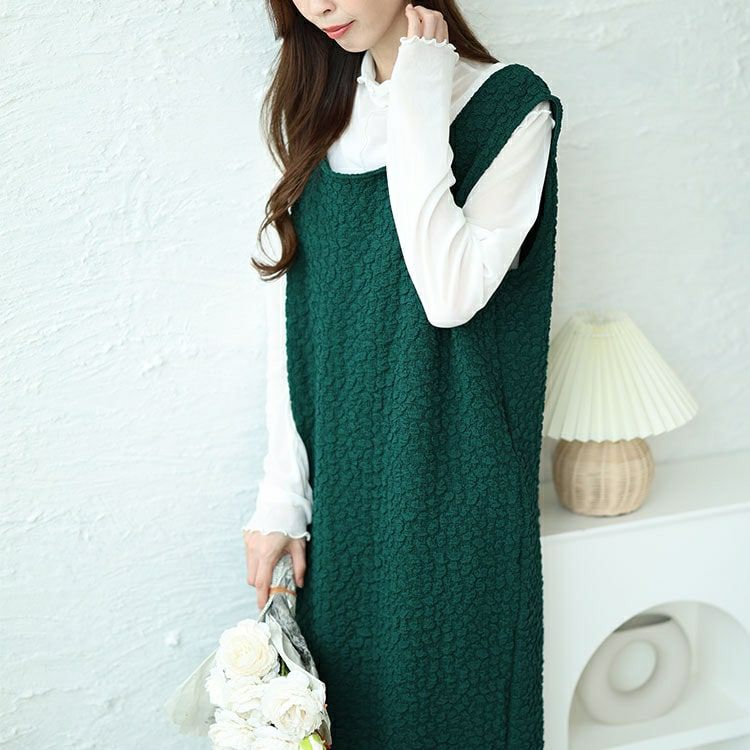 大きいサイズ レディース 前後2wayぽこぽこノースリーブワンピース　mncut-142035