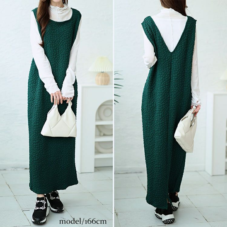 大きいサイズ レディース 前後2wayぽこぽこノースリーブワンピース　mncut-142035