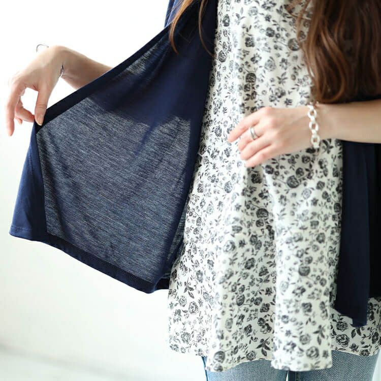 大きいサイズ レディース フェイクレイヤード花柄チュニック　plan-240056