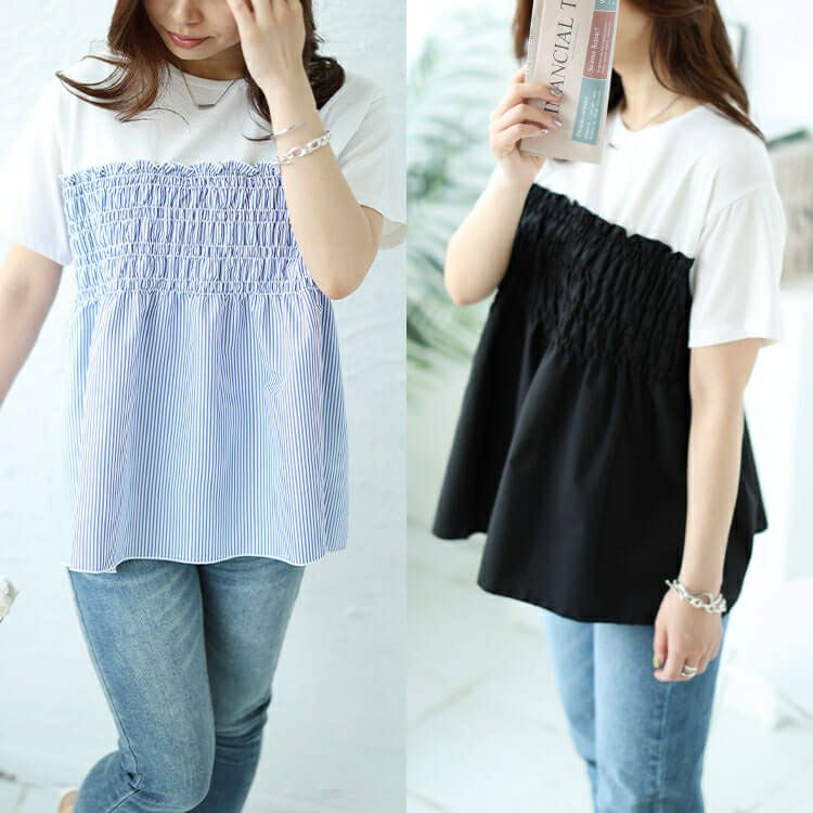 大きいサイズ レディース ビスチェドッキングシャーリングプルオーバー　plan-240051