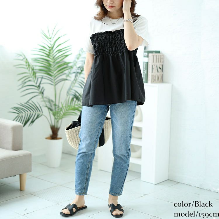 大きいサイズ レディース ビスチェドッキングシャーリングプルオーバー　plan-240051