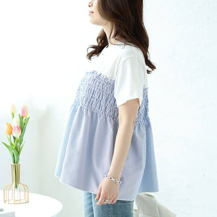 大きいサイズ レディース ビスチェドッキングシャーリングプルオーバー　plan-240051