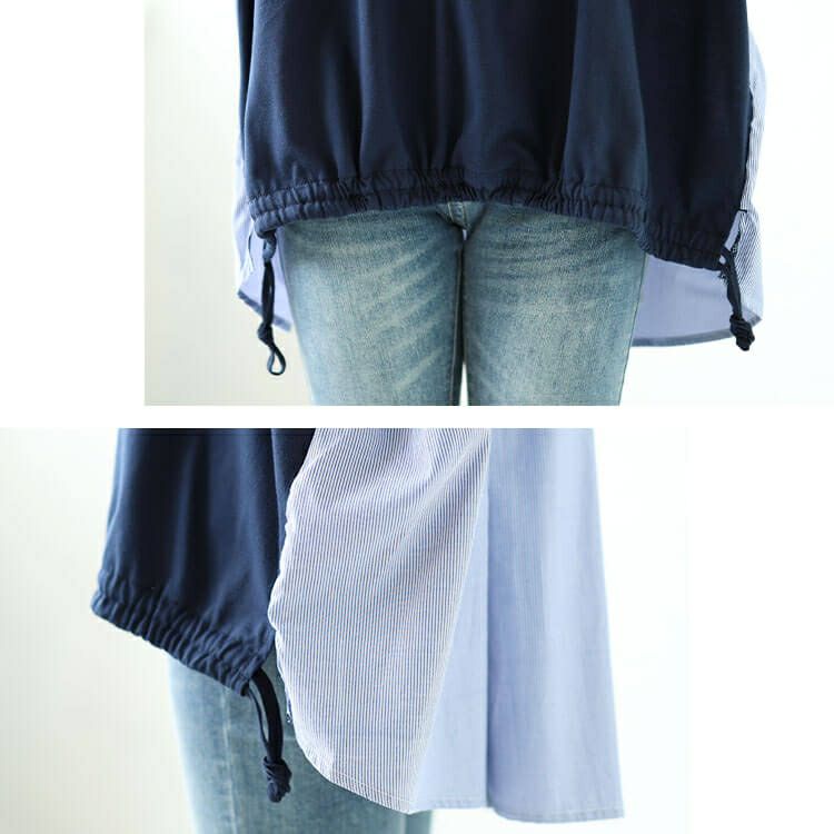 大きいサイズ レディース 異素材切替えドロストドルマンプルオーバー　plan-240042 【メール便可】