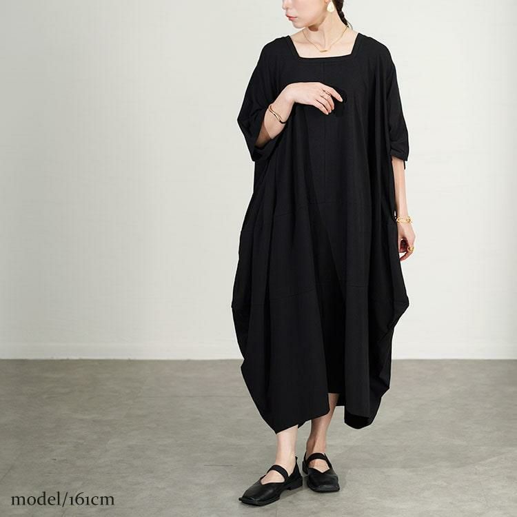 大きいサイズ レディース 接触冷感コクーンワンピース　kt-7824600 ブラック