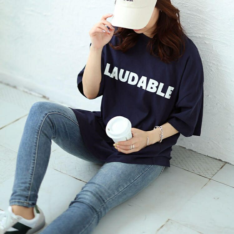 大きいサイズ レディース ロゴコットンTシャツ　cros-130308 【メール便可】