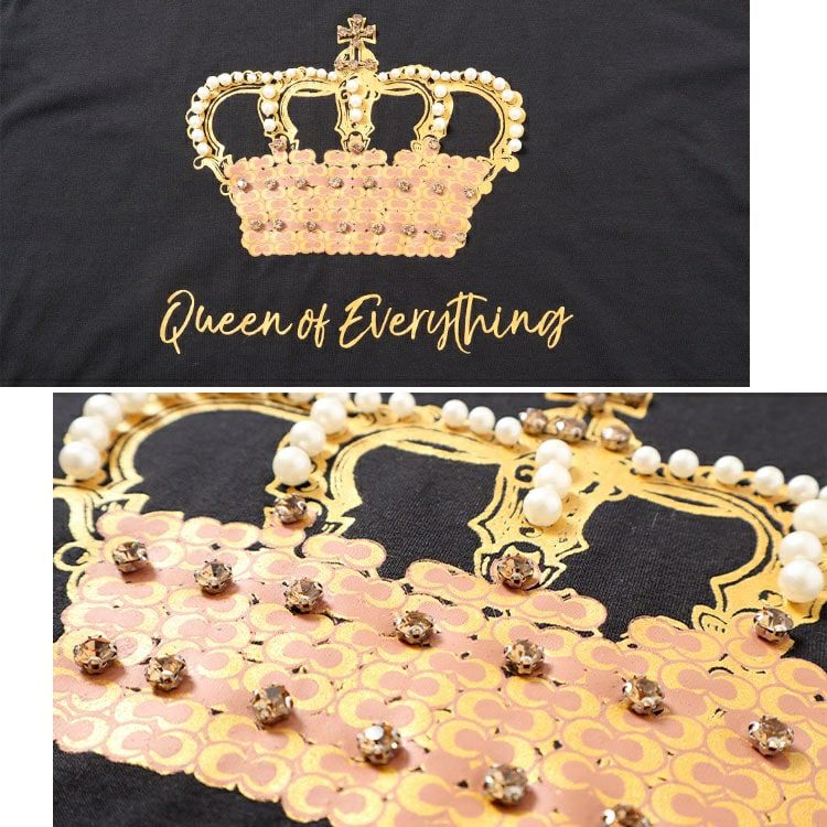 大きいサイズ レディース ビジュー付きロゴTシャツ　goldy-1490 【メール便可】