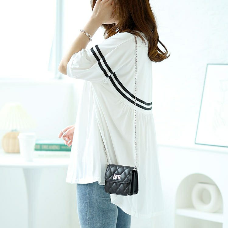 大きいサイズ レディース ライン入りギャザートップス　goldy-1491