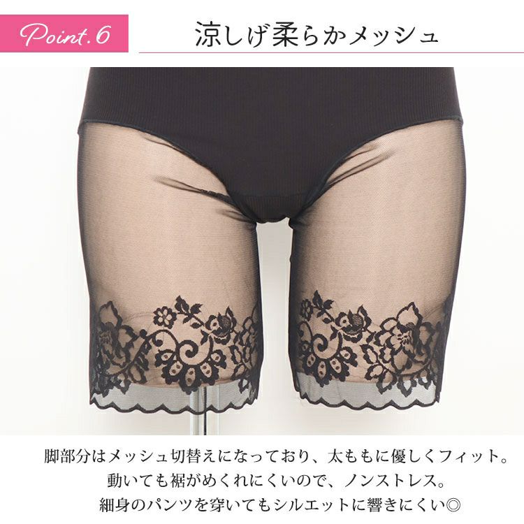 大きいサイズ レディース 股ズレ防止メッシュパンツ　goldy-1488 【メール便可】