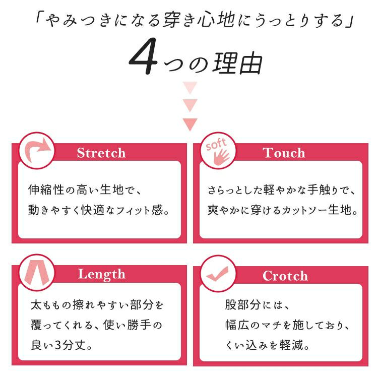 大きいサイズ レディース 股ズレ防止3分丈パンツ　goldy-1489 【メール便可】